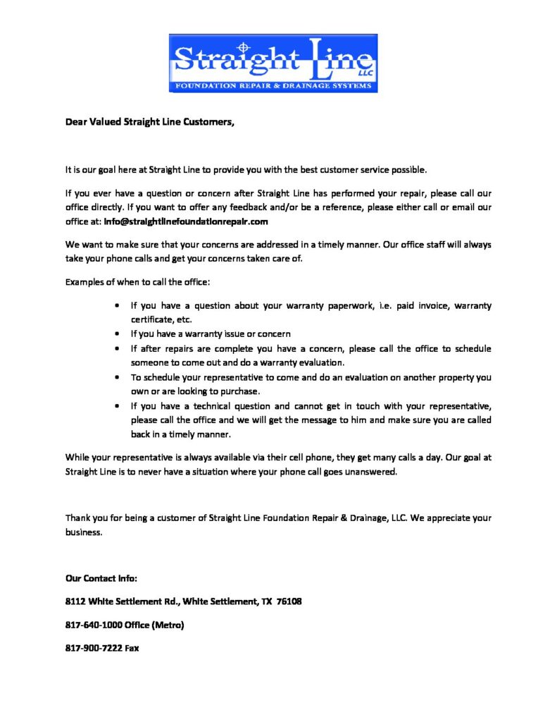 Preview of the letter to Straight Line customers