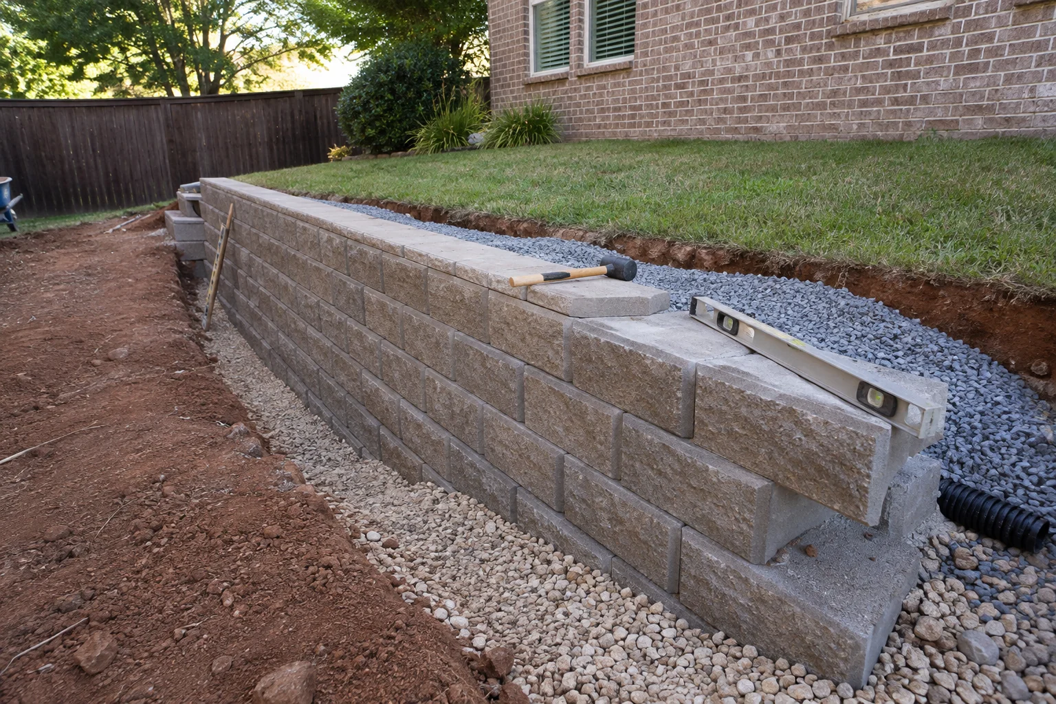 Representative image showing a residential retaining wall under construction